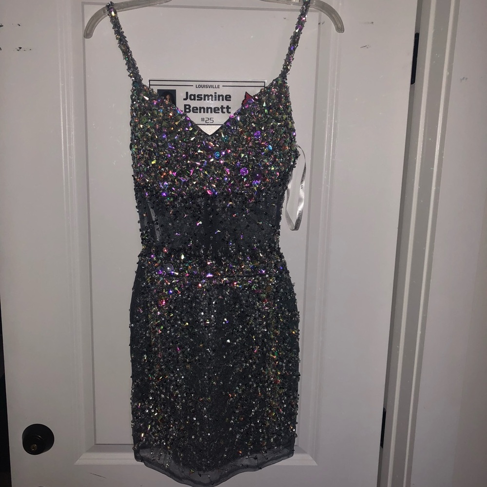 iridescent Rachel Allan homecoming/prom dress